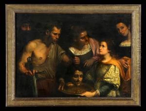 Solomon Presenting The Head Of St. John To Herod Oil Painting by Luciano Borzone