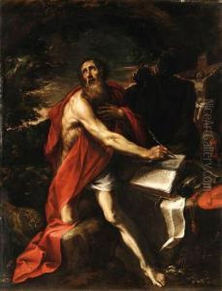 Saint Jerome In The Wilderness Oil Painting by Luciano Borzone