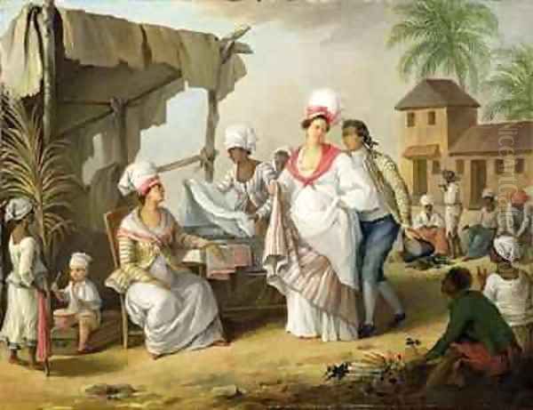 Linen Market, Roseau, Dominica Oil Painting by Agostino Brunias