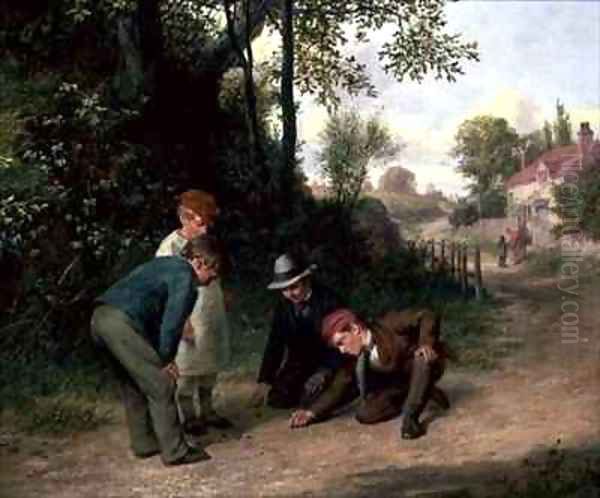 A Game of Marbles Oil Painting by William Bromley III