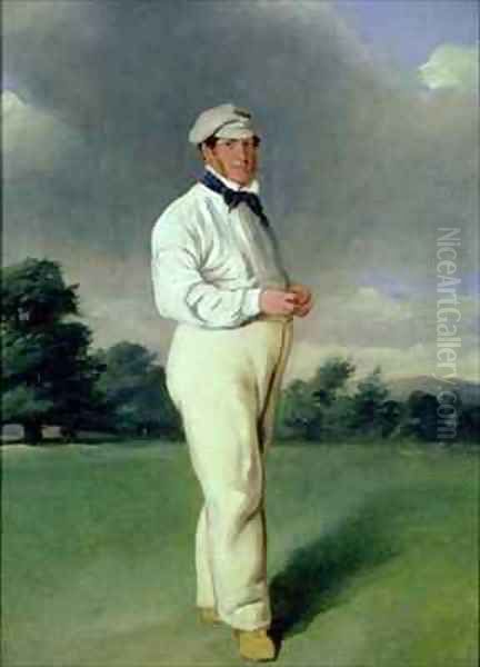 Alfred Mynn (1807-61) Cricketer Oil Painting by William Bromley III