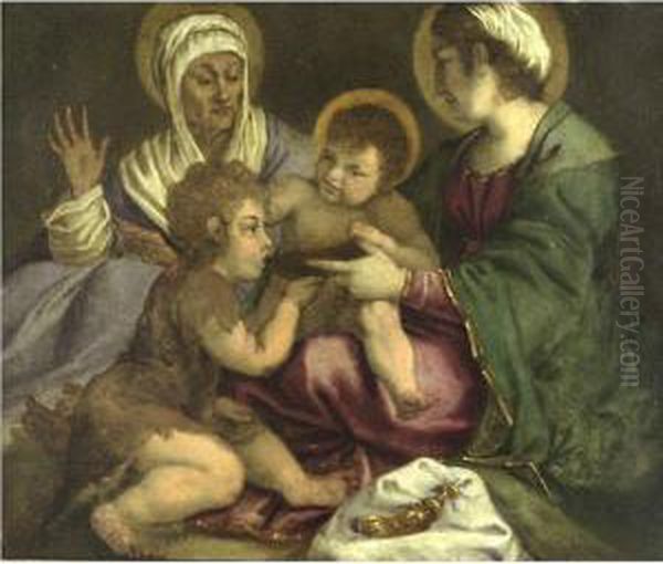 The Holy Family With St. John The Baptist And St. Anne Oil Painting by Andrea Boscoli