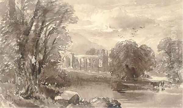 Bolton Abbey Oil Painting by William James Bennett