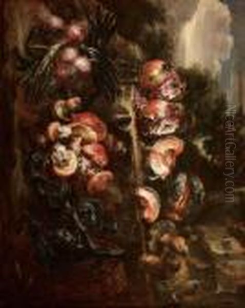 Melograne, Funghi, Zucche, Cipolle Ecarciofi Oil Painting by Felice Boselli Piacenza