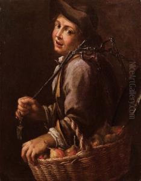 Giovane Fruttarolo Ambulante Oil Painting by Felice Boselli Piacenza