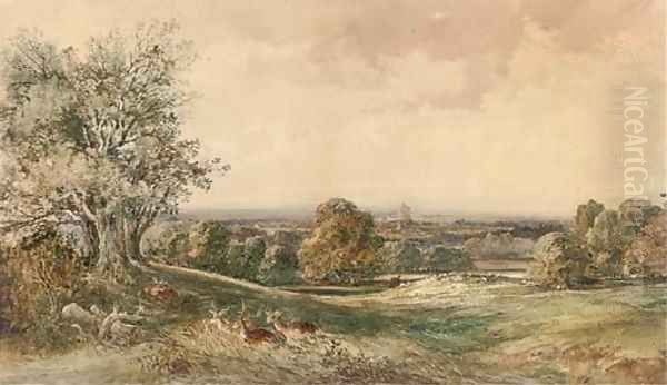 Deer resting in Windsor Great Park Oil Painting by William James Bennett