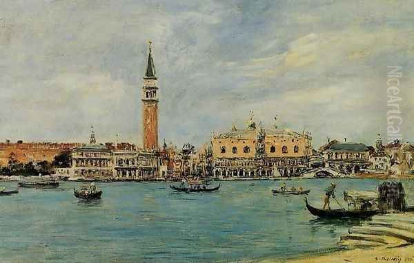 Venice, the Campanile, the Ducal Palace and the Piazetta, View from San Giorgio Oil Painting by Harrison Bird Brown