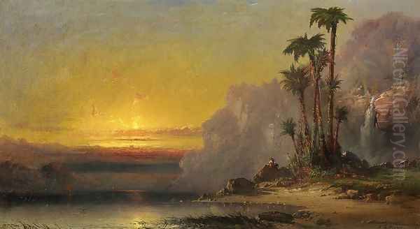 Palms at Sundown Oil Painting by Franklin Briscoe