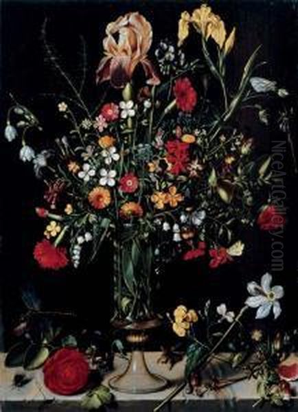 A Still Life Of Flowers In A Vase Oil Painting by Ambrosius the Elder Bosschaert