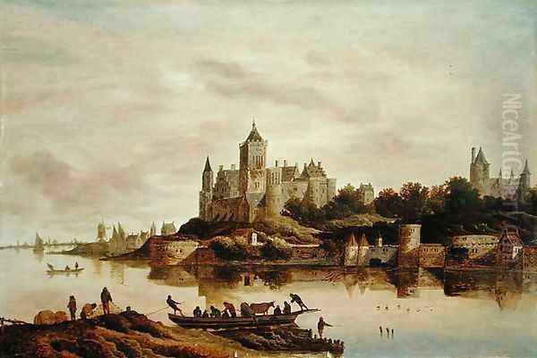 View of Het Valckhof, Nijmegen, 1650s Oil Painting by G. W. Berckhout