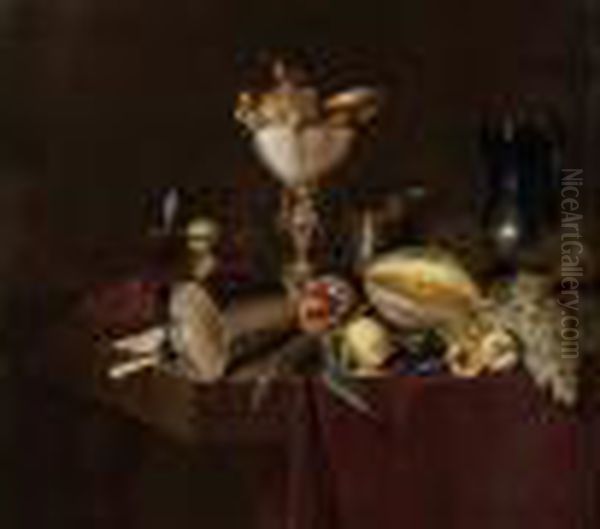 Toile Signee En Bas Vers La Gauche, Sur Le Cote De La Table A. Boschaert Fecit. Oil Painting by Ambrosius the Younger Bosschaert