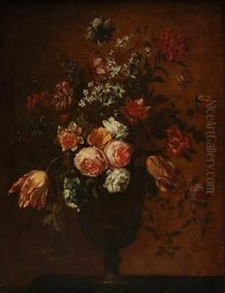 Roses, Tulips In A Vase Oil Painting by Jan-baptist Bosschaert