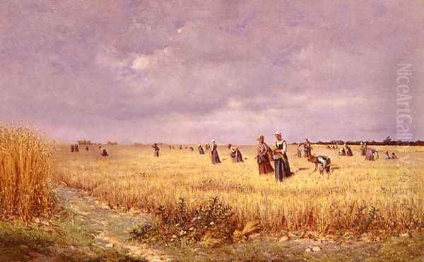 Les Glaneuses Dans Les Chaumes-Berry (The Gleaners of Chaumes-Berry) Oil Painting by Armand Beauvais