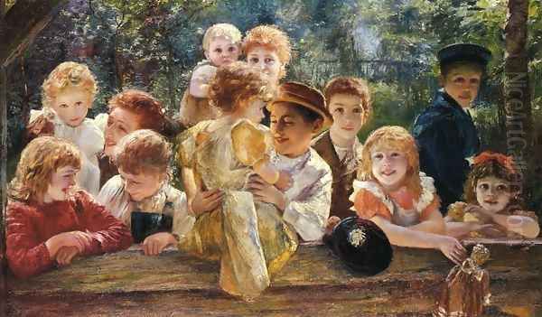 Happy Children Oil Painting by Paul Barthel