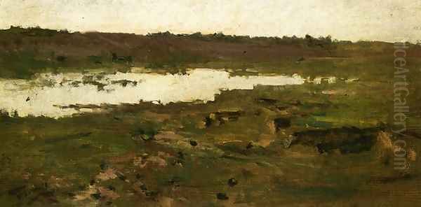 Pond Oil Painting by Achille (Formis) Befani