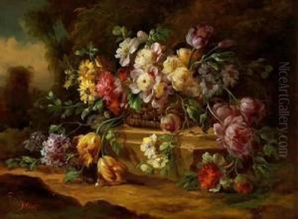 Composizione Floreale Nel Paesaggio Oil Painting by Francesco Bosso