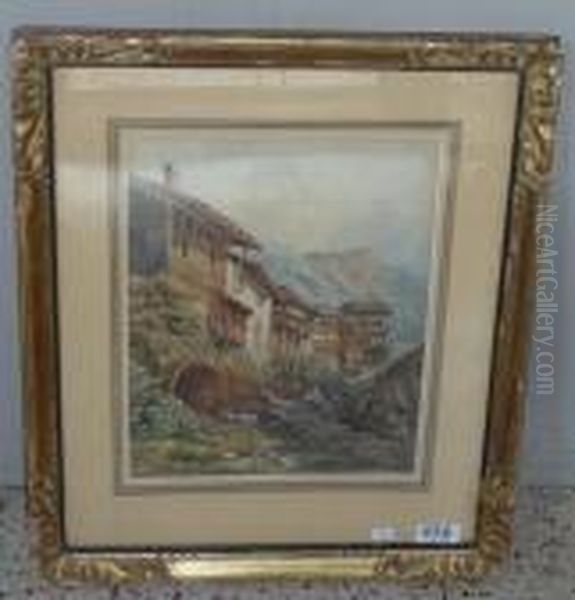 Village En Montagne Oil Painting by Francois Antoine Bossuet