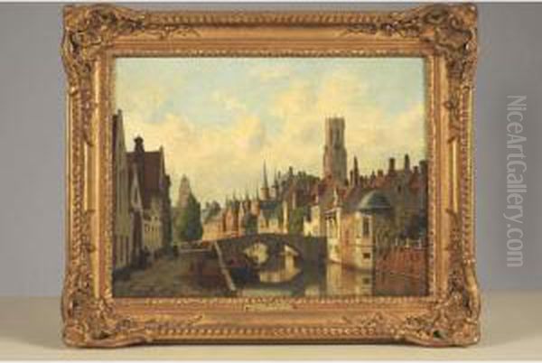 Le Quai Vert A Bruges Oil Painting by Francois Antoine Bossuet