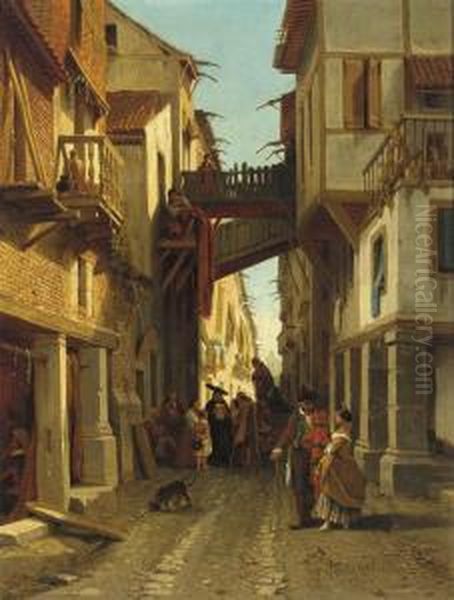 Calle De Carno, Toledo Oil Painting by Francois Antoine Bossuet