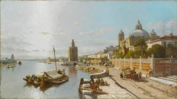 The Torre Del Oro, Seville Oil Painting by Francois Antoine Bossuet