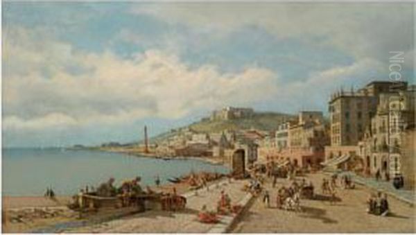 A View Of Naples Oil Painting by Francois Antoine Bossuet