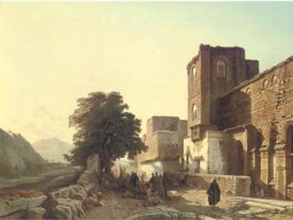 Travellers Resting, Morocco Oil Painting by Francois Antoine Bossuet