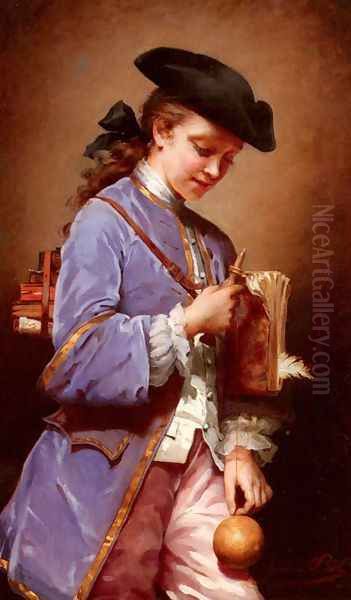 L'enfant Au Bilboquet (Child with the Cup-and-ball) Oil Painting by Jeanne Bole