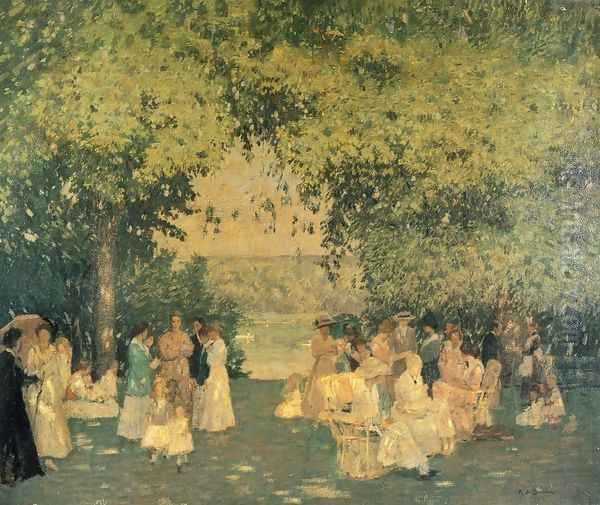 Lawn Fete Oil Painting by Rae Sloan Bredin