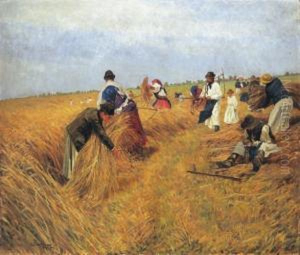 Harvest Oil Painting by Istvan Stefan Bosznay /