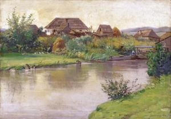 Brookside Oil Painting by Istvan Stefan Bosznay /