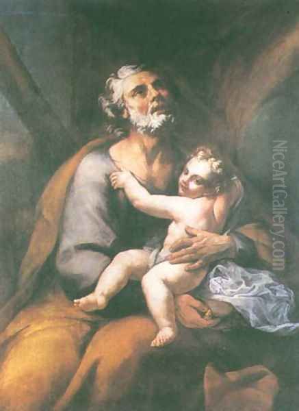 St. Joseph and Child Oil Painting by Francesco Boccacino