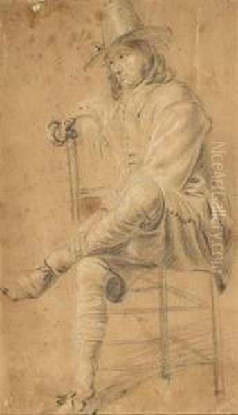 Study Of A Seated Gentleman With A Hat Oil Painting by Andries Dirksz. Both