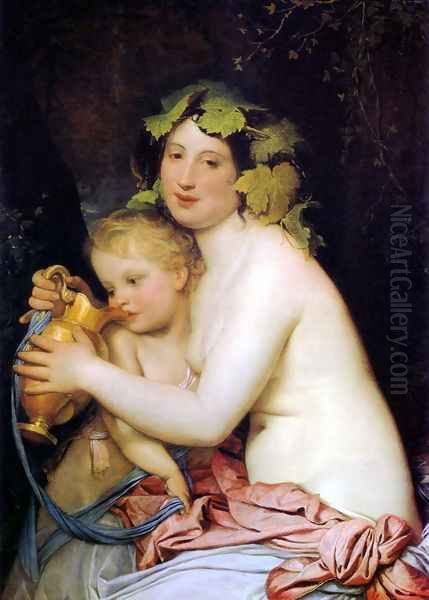 Bacchant Giving Cupid a Drink Oil Painting by Fyodor Bruni