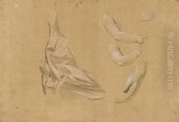 A Drapery Study With Subsidiary Studies Of An Infant's Arm And Twostudies Of Hands Oil Painting by Giuseppe Bottani