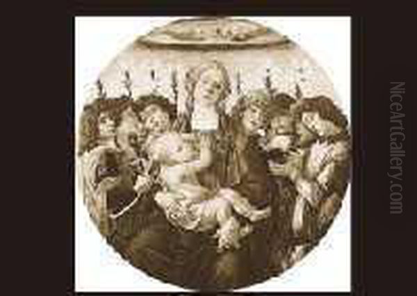 Holy Mother And Child And Eight Angels Oil Painting by Sandro Botticelli