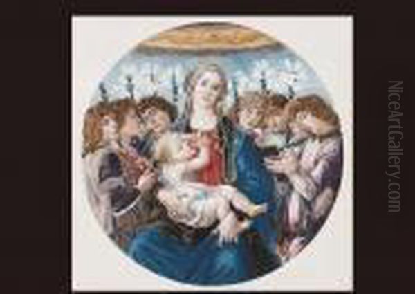 Holy Mother And Child And Eight Angels Oil Painting by Sandro Botticelli