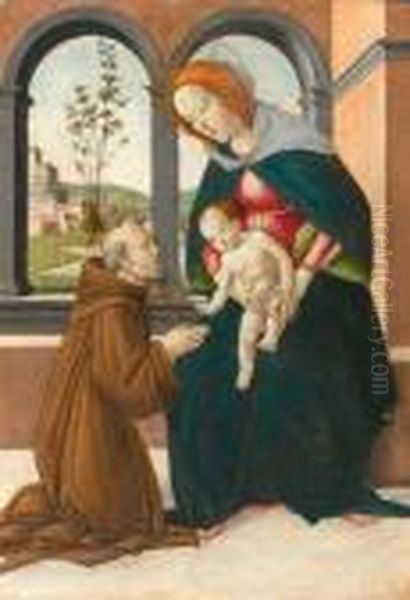 Madonna And Child With Saint Giovanni Gualberto Oil Painting by Sandro Botticelli