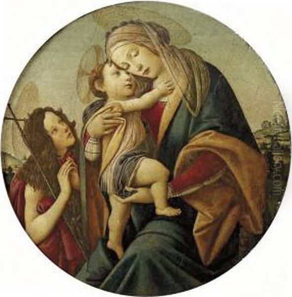 The Madonna And Child With The Young Saint John The Baptist Oil Painting by Sandro Botticelli