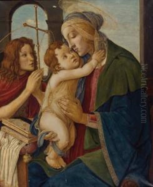 Hl. Madonna Mit Kind Und Johannes D.taufer Oil Painting by Sandro Botticelli