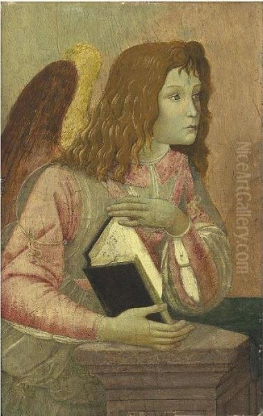 Angel Holding An Open Codex: A Fragment Oil Painting by Sandro Botticelli