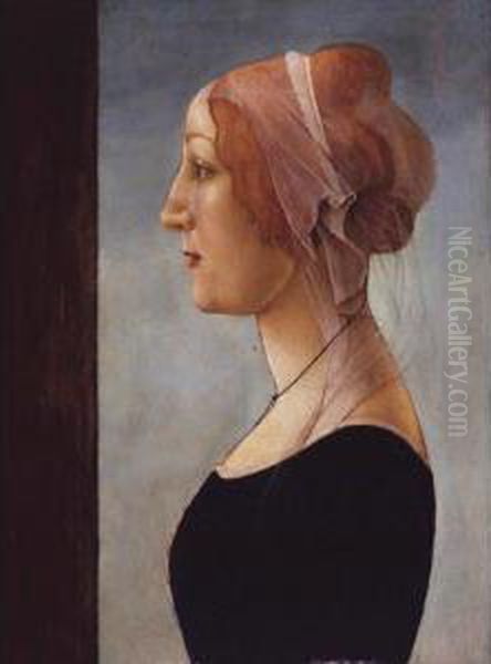 Profile Portrait Of A Woman Oil Painting by Sandro Botticelli