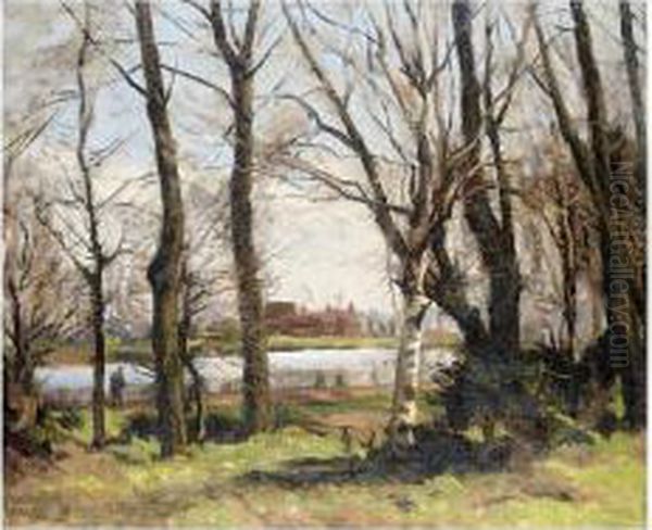 By River And Woodland Oil Painting by Albert Ernest Bottomley