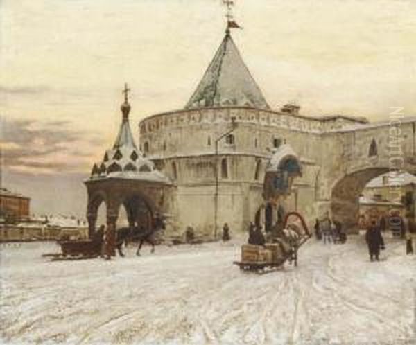 Old Moscow Oil Painting by Paul Louis Bouchard