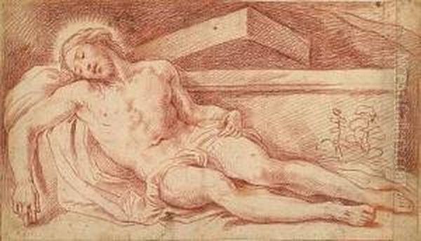 Christ Lying Beside His Open Tomb Oil Painting by Edme Bouchardon