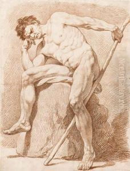 Bouchardon, E.
An Academy Of A Seated Nude Holding A Staff Oil Painting by Edme Bouchardon