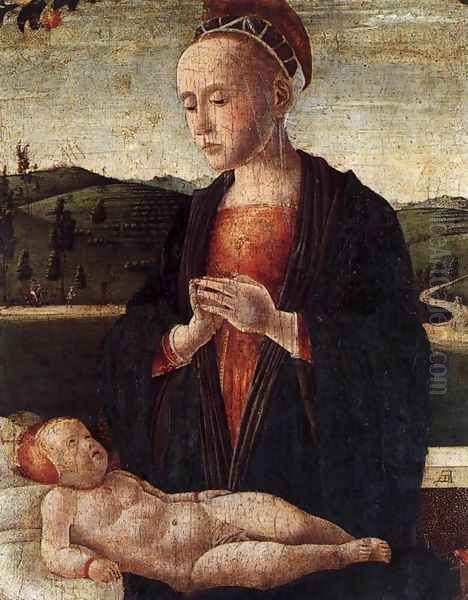 Madonna and Child 1480s Oil Painting by Francesco Benaglio