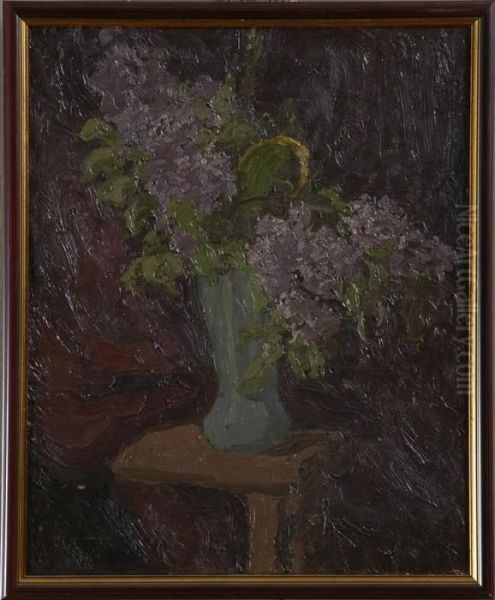 Lilacs In A Vase Oil Painting by Georges Bouche