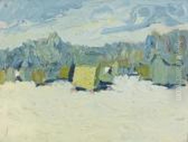 Winterliche Landschaft. Oil Painting by Georges Bouche