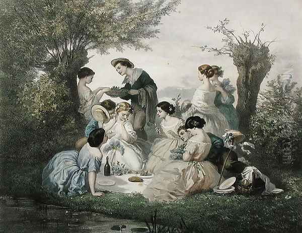 Breakfast in the Spring Oil Painting by A. de Beaumont