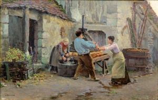 Le Cidre, Fremeuse, Normandie Oil Painting by Joseph-Felix Bouchor